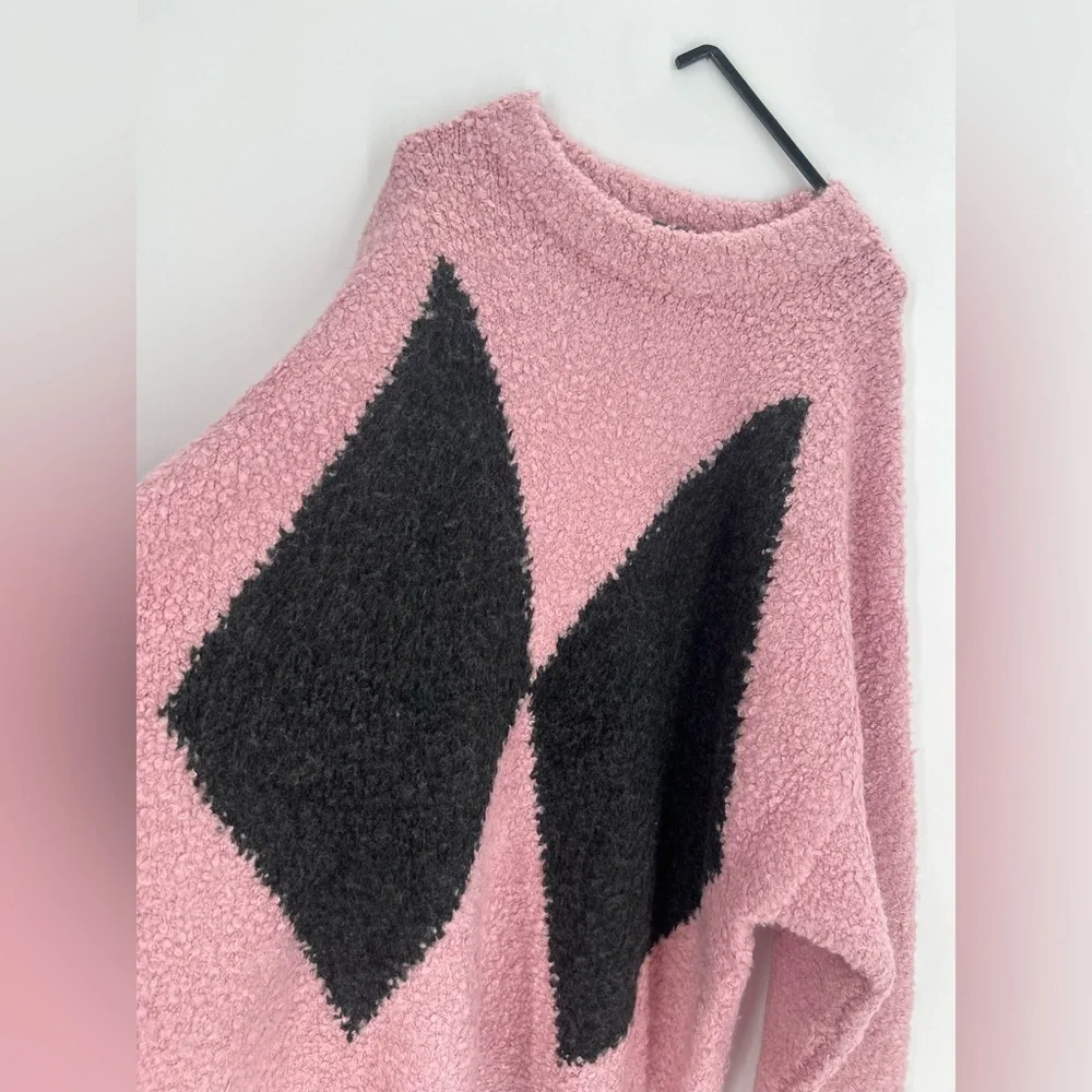 We11done Argyle Knit Oversized Sweater In Pink - Picture 4 of 8
